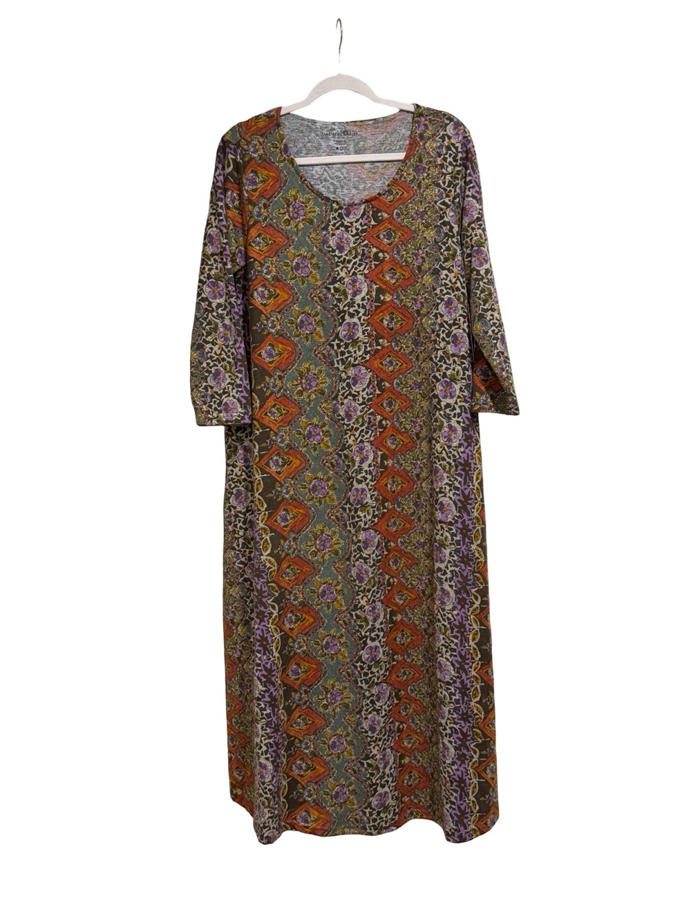 🤎 Natural Life Lottie Knit Maxi Dress Brown Tuscany Border Floral Boho Large - Picture 2 of 12